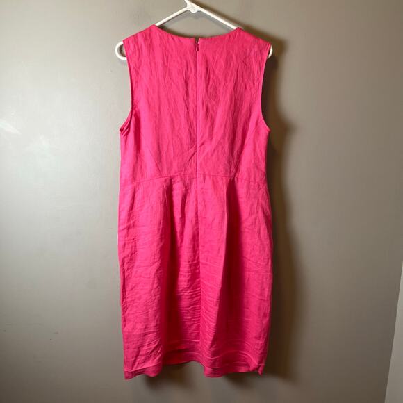 Boden Women's Midi Dress Size 12 Pink 100% Linen A-Line Raw Hem - Picture 5 of 8